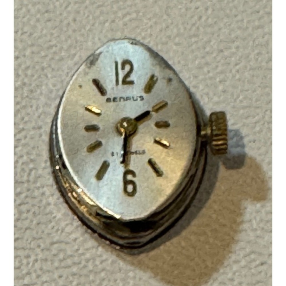 VTG ladies Benrus wristwatch movement ONLY with backplate & dial 21 jewels RUNS!